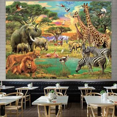 Imagem de Microtecido de parede Tapeçaria Animal Lion 150x130cm para quarto - yi