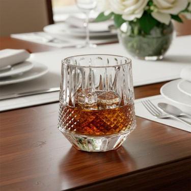 Imagem de KIT 6 PEÇAS COPO BAIXO HOME&CO LAPIDADO VIDRO 340ml 10x9x9cm TRANSPARE