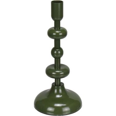 Imagem de CASTIÇAL DECORATIVO PORTA VELA HOME&CO METAL 22x10x10cm VERDE