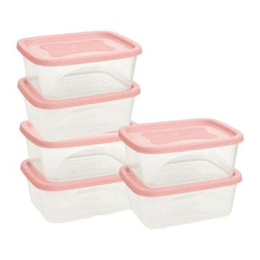 Imagem de 6 Potes Comida Retangular 750ml Potinho Marmita Geladeira - - Jaguar U