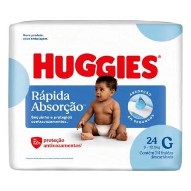 Imagem de Fralda Huggies Rápida Absorção Tamanho G Com 24 Unidades