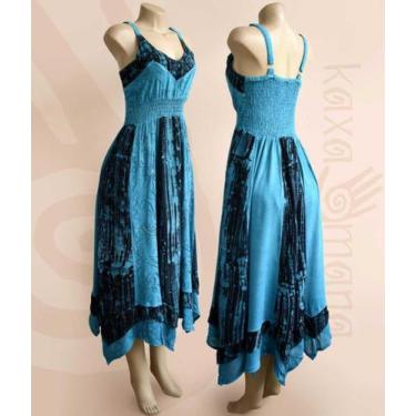 Imagem de vestido indiano hippie artesanal boho longo renda VIVE013 - indiana, V