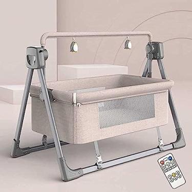 Imagem de Cama Segura Para Bebês – Cadeira De Balanço Elétrica Cinza Escuro Com Berços Ajustáveis, Cesta De Berço Reclinável Automática, Melhor Cama Para Bebês Recém-nascidos Unissex.,cáqui,Pleasant63