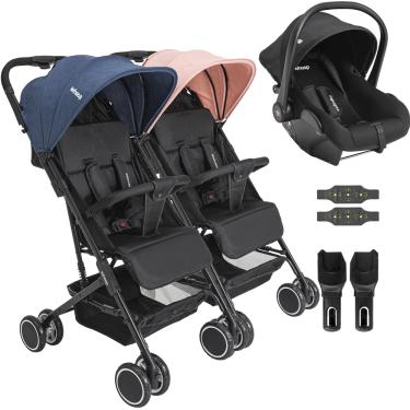 Imagem de Carrinho Kiddo para Gemeos com Bebe Conforto Colinho Mascote Casal