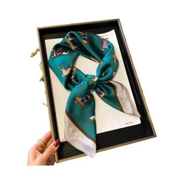 Imagem de Lenço De Seda Feminino 70x70cm Luxuoso Com Estampa De Corrente Fino Pa