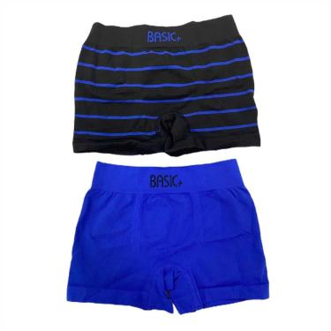 Imagem de Kit com 2 cuecas boxer infantil preta listrada/ azul G basic +