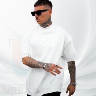 Imagem de Camiseta over Masculina Oversized 100 Algodão Manga Curta Básica Streetwear Casual Confortável-Masculino