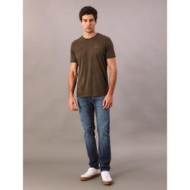 Imagem de Camiseta Manga Curta Calvin Klein Jeans Masculino Logo Basico Peito - Verde Médio-Feminino