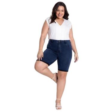 Imagem de Bermuda jeans plus size ciclista fit for me lunender 20385, M 50 ao 54