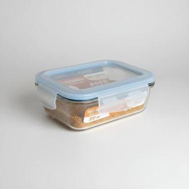 Imagem de Pote hermético retangular de vidro 370ml com tampa de vedação  microon