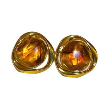 Imagem de Brincos De Resina Marrom Vintage Com Pedra Olho De Tigre Para Mulheres