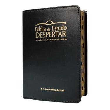 Imagem de Bíblia de estudo despertar  ntlh  capa de luxo preta  índice - SBB