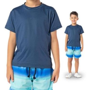 Imagem de Kit 2 Camisetas Infantil Confortável Esportes Com Proteção Uv Marinho-Masculino