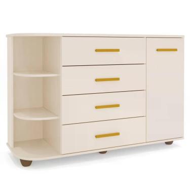 Imagem de Cômoda Infantil com Cantoneira e 4 Gavetas 100% Mdf New Lorena Off White - Phoenix