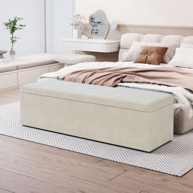 Imagem de Calçadeira Baú Lua em Veludo para Cama Box Casal Queen 160cm