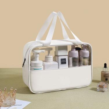 Imagem de Bolsa Necessaire para Maquiagem Transparente à Prova D'água em PVC Branco OEM