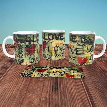 Imagem de Caneca de Porcelana Casal Decorada 11 Personalizada 325ML Branca Alta Resistência para Café e Chá Outras Marcas