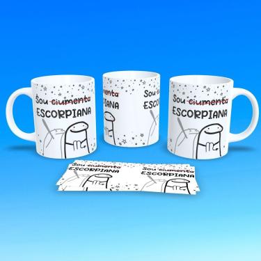 Imagem de Caneca de Porcelana Flork Signos Escorpião para Bebidas Quentes e Frias 325ML Branca Outras Marcas