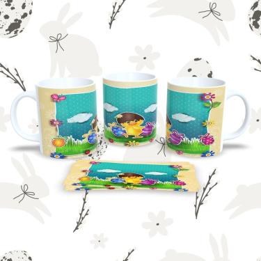 Imagem de Caneca de Porcelana Páscoa 56 para Bebidas 325ml Decorada Compatível com Micro-ondas e...