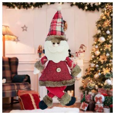 Imagem de Enfeite de Natal Kit 10 Enfeites Papai Noel Natal em Tecido 30CM para Decoração de Ambientes Vermelho Outras Marcas