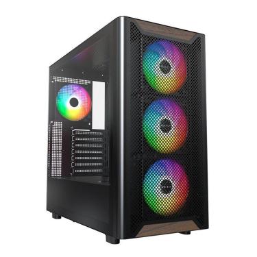 Imagem de Gabinete Gamer Montech XR Wood, Mid-Tower, Detalhe em Madeira, Com 4X Fans, Preto - XRW...