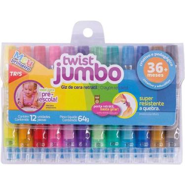 Imagem de Giz de Cera Jumbo Retratil TWIST Jumbo 12 Cores - Summit