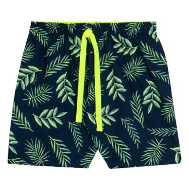 Imagem de Bermuda Infantil Menino Folhas Verdes Neon Nini &amp Bambini - Nini & 