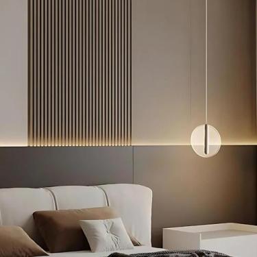 Imagem de Luminária Pendente Led Circular Acrílico Moderno Teto Sala Quarto Lava