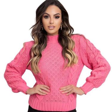 Imagem de Blusa de Frio Tricot Proteção Quente Moderna Lançamento Top Inverno Bl