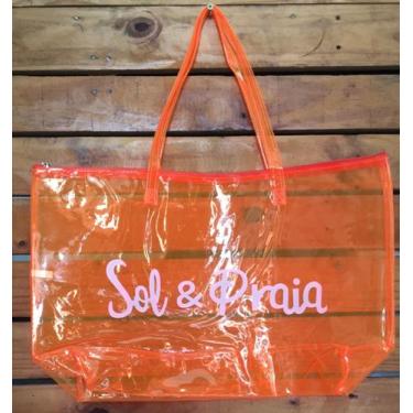 Imagem de Bolsa, sol e mar , transparente, na cor laranja - Menina bonita store