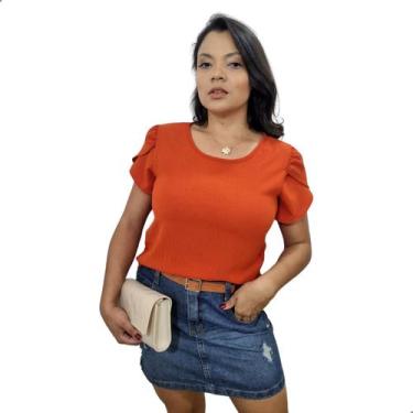 Imagem de Blusa Feminina Manga Princesa Tulipa Crepe Duna Nova Aurora, Telha, M