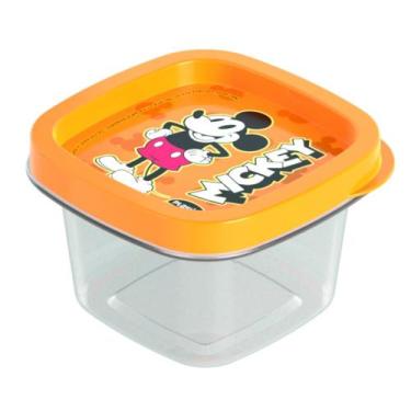Imagem de Pote de Plástico Quadrado com Tampa 200ML Mickey - PLASÚTIL