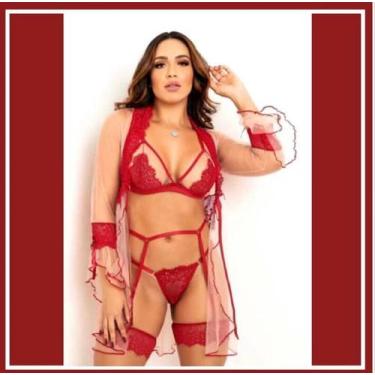 Imagem de Robe transparente com renda - Entre 4 paredes, Vermelho