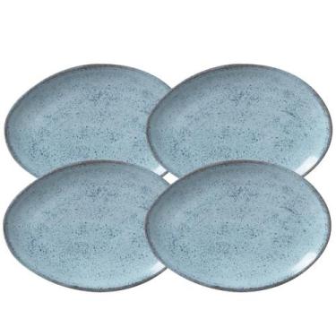 Imagem de Jogo De Pratos Raso Jantar Refeição 31cm Kit 4 Peças Oval Orgânico Bre