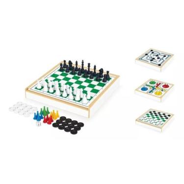 Imagem de Jogo De Tabuleiro 4 Em 1 Xadrez, Damas, Ludo E Trilha Junges 718