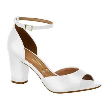 Imagem de Sapato Peep Toe Salto Alto Feminino Vizzano, Branco, Pelica, 38