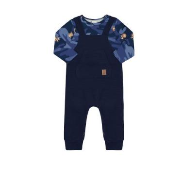 Imagem de Macacão Bebê Menino Moletom e Molecotton Alakazoo Ref. 66444, Azul, G