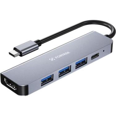 Imagem de Hub Usb-C 5 Portas DC53 com HDMI 4K@30Hz e PD 100W em Alumínio Plug And Play Fortrek