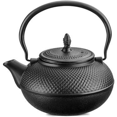 Imagem de Chaleira De Ferro Fundido Preta Com Cesto De Inox  1,5 litro