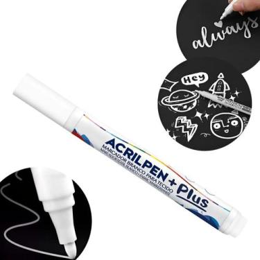 Imagem de Caneta Marcador Branco Acrilex Acrilpen para Tecidos e Roupas