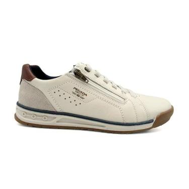 Imagem de Sapatênis Casual Pegada Masculino de Couro 112503, Marfim, Marrom, 41