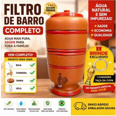 Imagem de Filtro De Água Barro 4L+ 1Vela Carvão Ativado +1Boia+ BRINDE - GENÉRIC