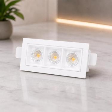 Imagem de Spot LED 6w Triplo Embutir Pontual Minimalista Teto Gesso Sanca Projet