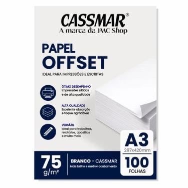 Imagem de Papel Offset 75g A3 297x420mm Cor Branco 100fls - Cassmar