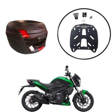 Imagem de Baú Moto Universal Awa 34 L + Suporte Sup Bajaj Dominar 400, Preto