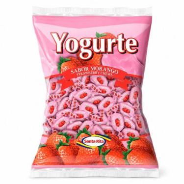 Imagem de Bala Mastigável Santa Rita Yogurte Morango Strawberry Chews 600g Sem G