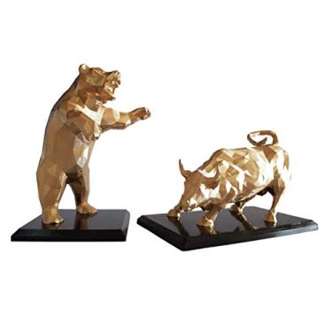 Imagem de Touro e Urso de Wall Street, Nova York, Bolsa de Valores, Investidor, Mercado de Ações, (Ouro)