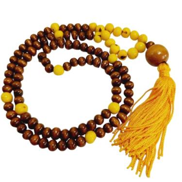 Imagem de Japamala 108 Contas Madeira e Semente de Açaí (Amarelo)