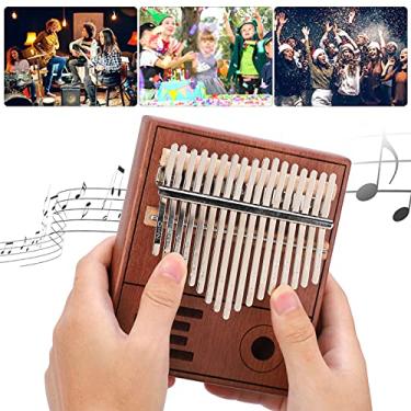 Imagem de Piano de mão, 17 chaveiros músicos presentes, mogno, polegar, portátil, kalimba, leve e portátil para iniciantes para tocar música (17 tons de cor vintage, azul)