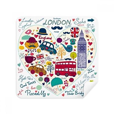 Imagem de Love Heart Big Ben Bus óculos bandeira de marco do Reino Unido pano limpador de tela tecido de camurça pacote com 2